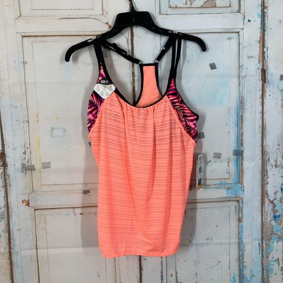 Zeroxposur Sun Smart Ruched 2-In-1 Tankini Top Womens Size M/10 Tigerlily NWT - Picture 1 of 15